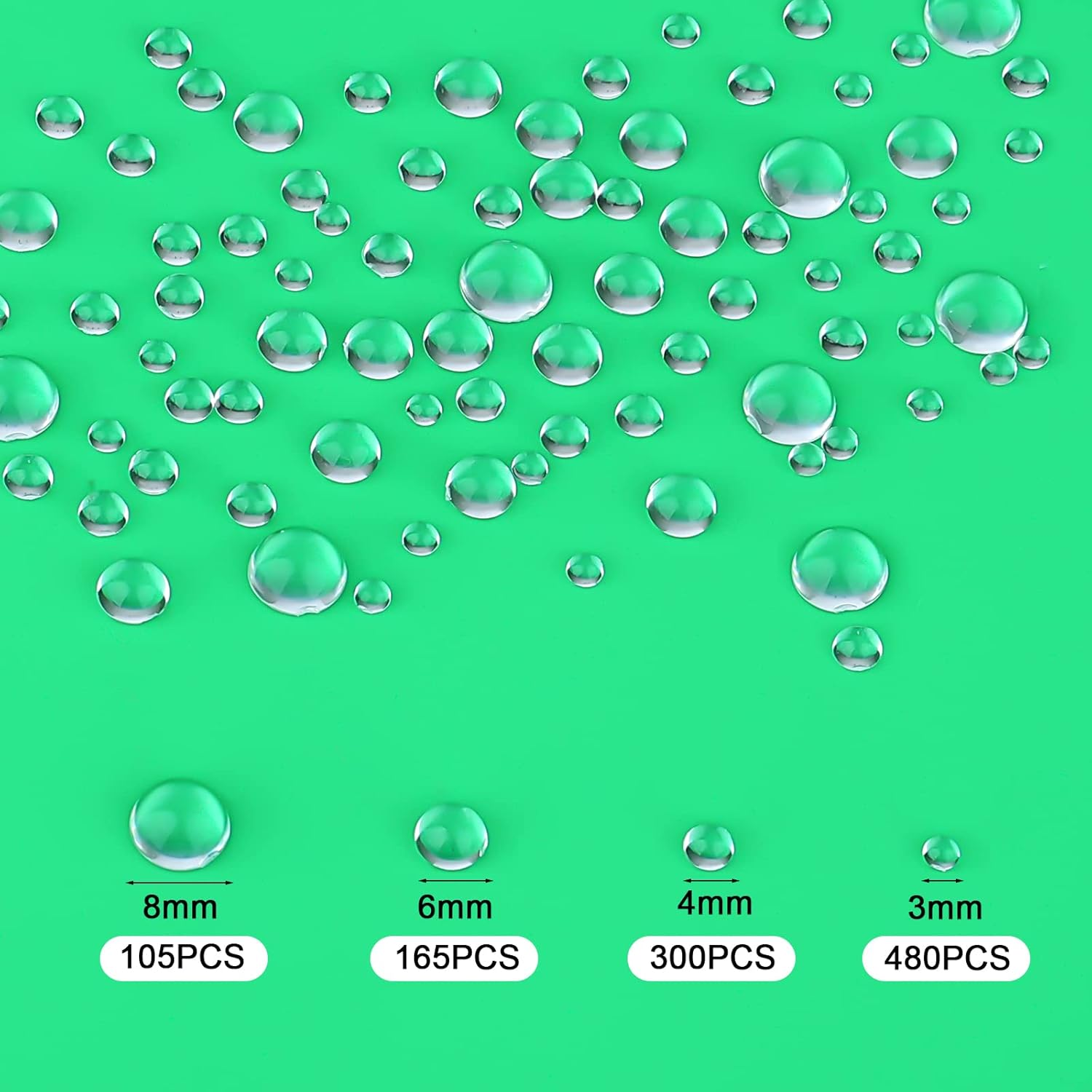 SAVITA 1050Pcs Clear Water Droplets, Simulation Dew Drop Beads Clear Half round Beads Scrapbooking Resin Embellishments for DIY Crafts Card Making Decor Accessories image number 5