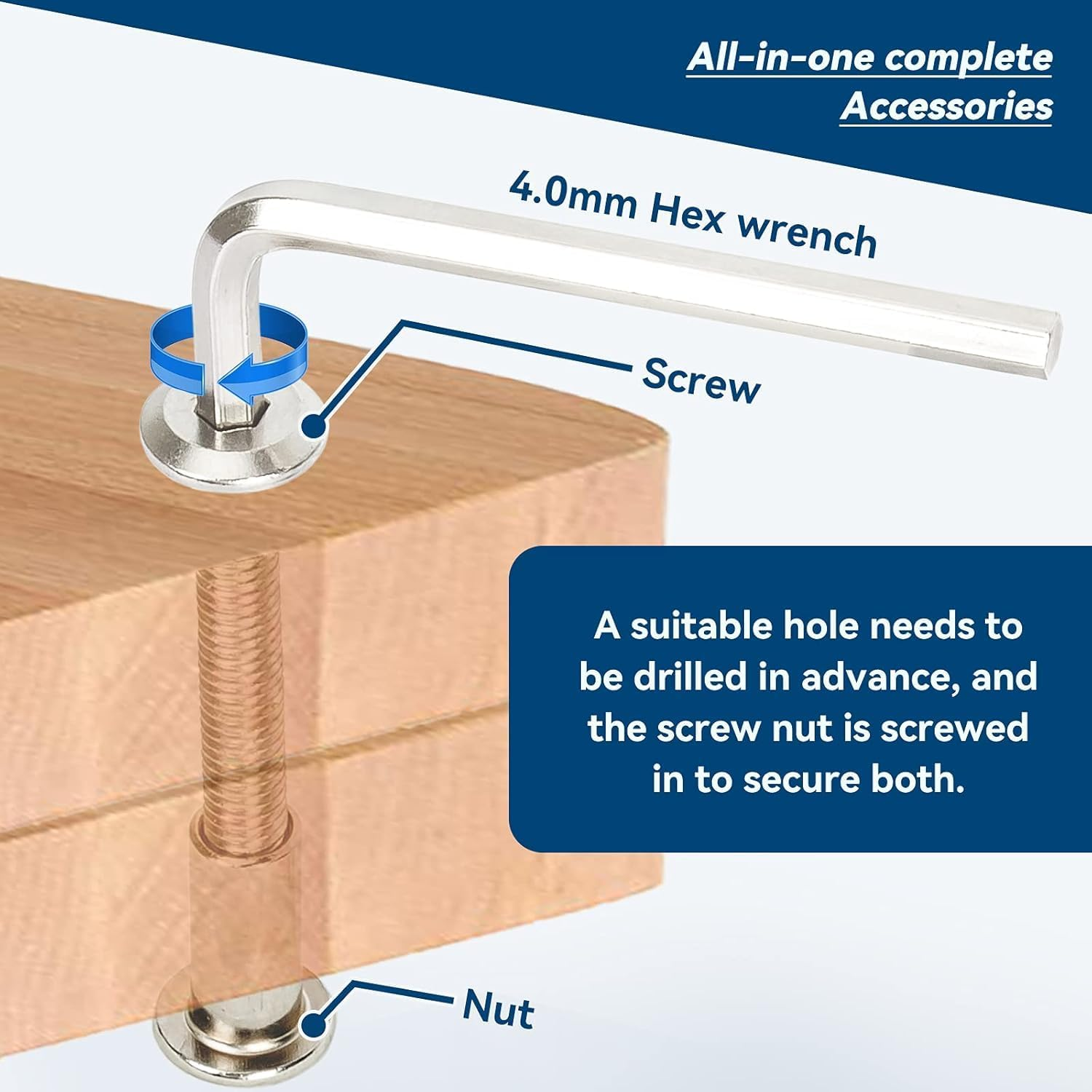 100Pcs M6X40/50/60/70/85Mm Hex Socket Cap Bolts and Barrel Nuts Assortment Kit, Furniture Joint Connector Bolt & Cap Nut Kit, Countersunk Furniture Crib Bolts for Bed Chair Table Cabinet image number 3