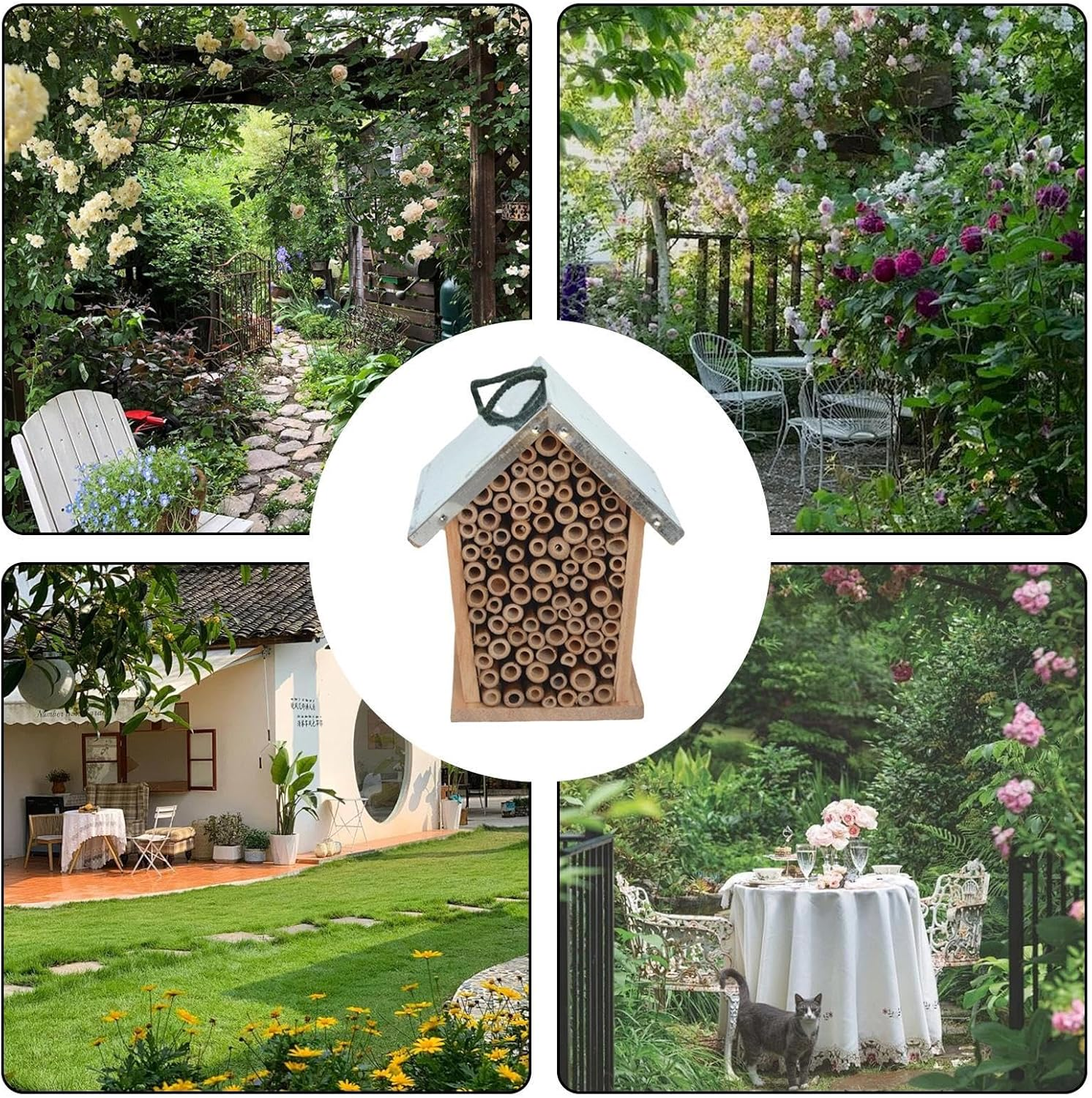 Wooden Ladybug Shelter - Nesting Box, Carpenter Bee Haven, Garden Bee Nest, Native Bee House, Decorative Habitat Shelter | Natural Pollinator Shelter Nesting Box for Ladybugs Lacewings, Outdoor Garden image number 4