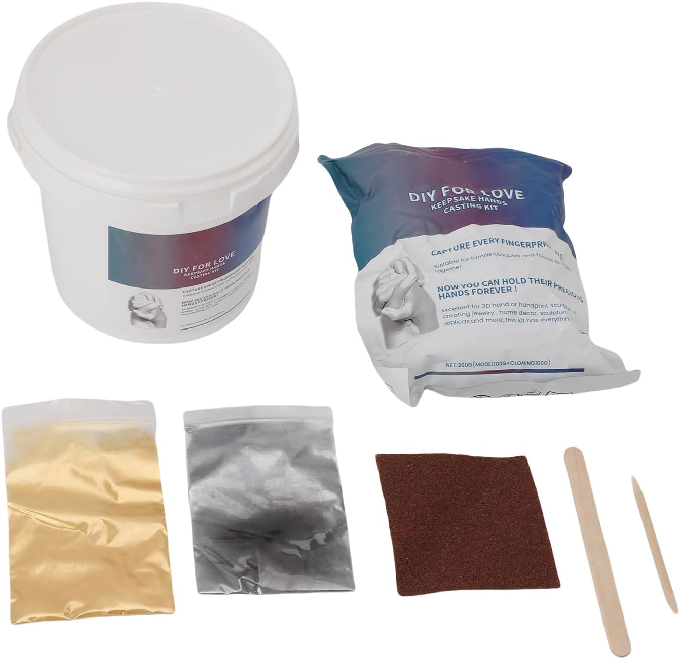 All in One Hand Mold Kit Powder with Wood Mixing Rods Strengthen Creativity Create Lasting Memories for DIY Projects Gifts