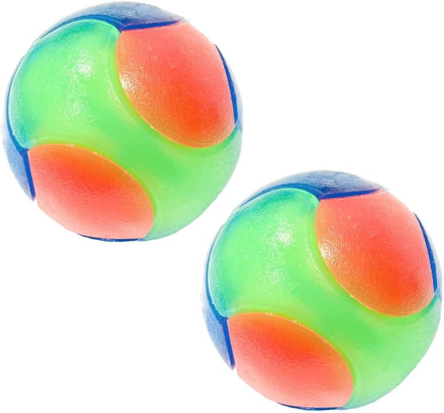 Small, Large, 5Cm/2In, 7Cm/2.8In Light-Up Cat & Dog Flashing Elastic Ball Bouncy Works in the Dark Interactive Jumping Blinking Toys for Pets (1 Pc Large Smooth Ball)