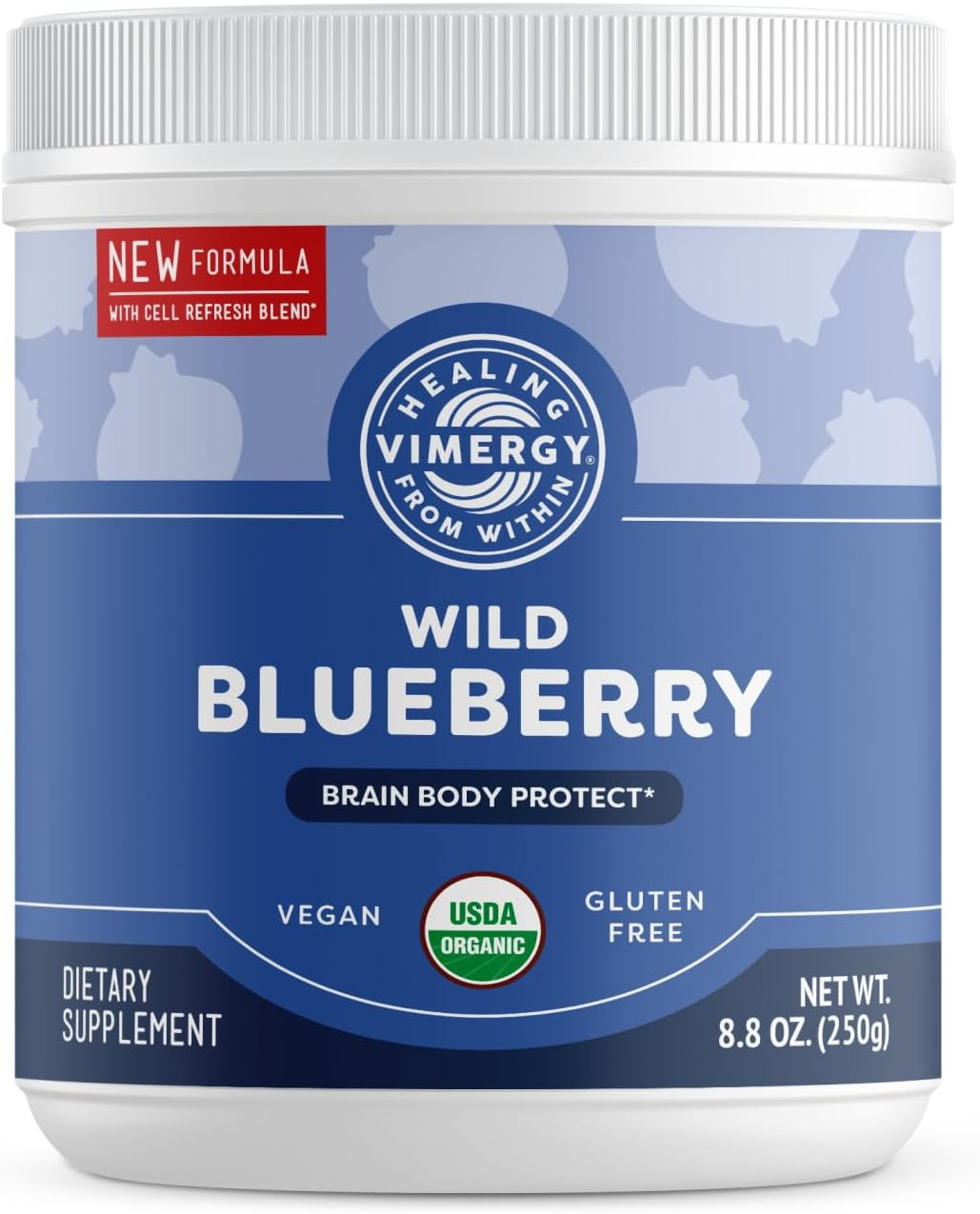 Vimergy USDA Organic Wild Blueberry Supplement Powder, 62 Servings &ndash; Natural Wild Blueberries - Fruit Powder for Smoothies, Juices, Fruit Bowls &ndash; Low-Bush, Non-Gmo, Gluten-Free, Vegan, Paleo (250G)