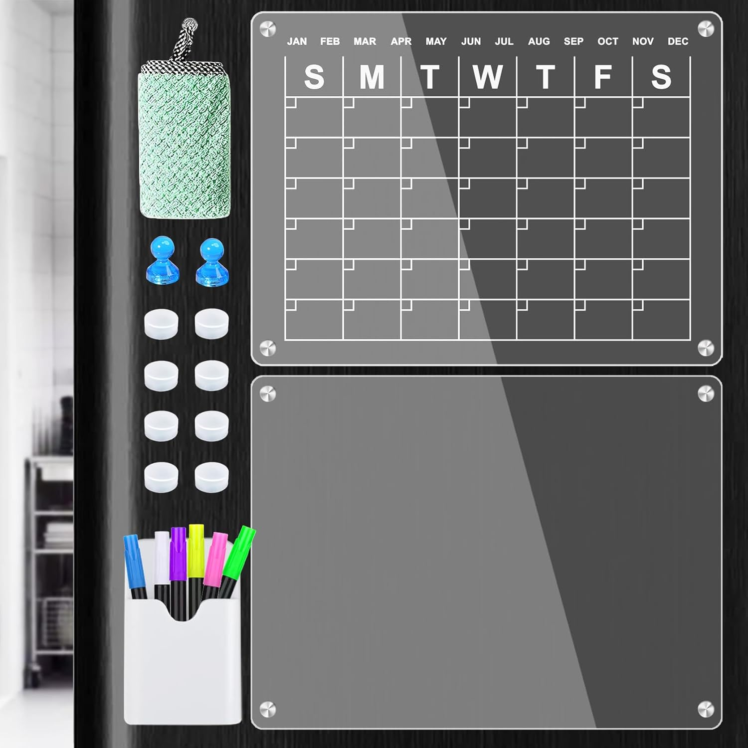 Acrylic Magnetic Fridge Calendar Monthly and Whiteboard Dry Erase Board Reusable Wall Calendar Fridge Whiteboard image number 5