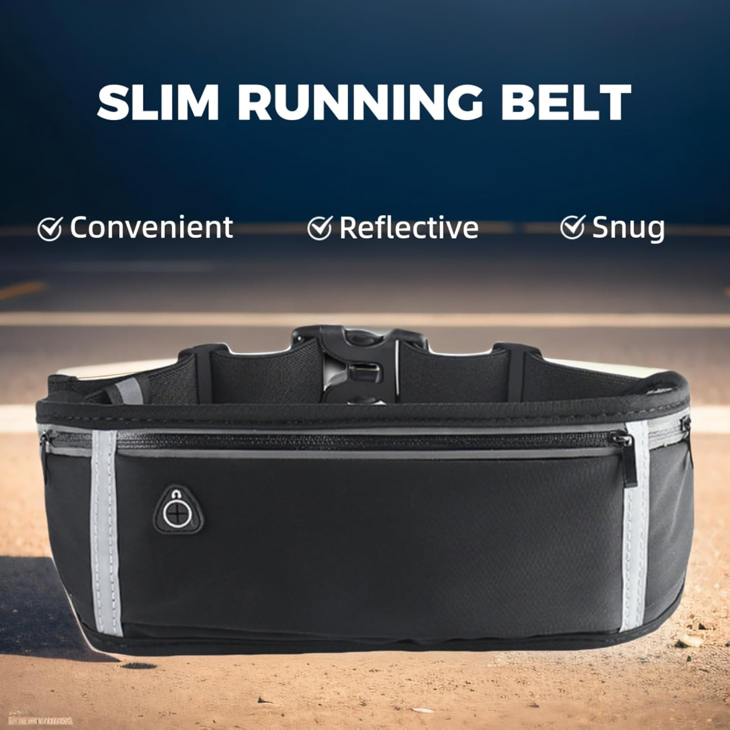 Slim Running Belt, Workout Fanny Pack for Men Women,Exercise Waist Pack for Phone Holder, Runner Belt for Running Walking Cycling Camping Gym (Black) image number 4