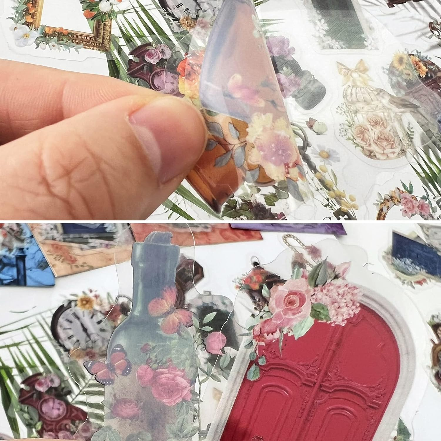 180 PCS Vintage Scrapbook Stickers Scrapbooking Aesthetic Sticker Set Clock Key Door Bottle Series Retro DIY Sticker for Bullet Journal Art Scrapbooking Diary Card Craft Album Notebook Stationery image number 1