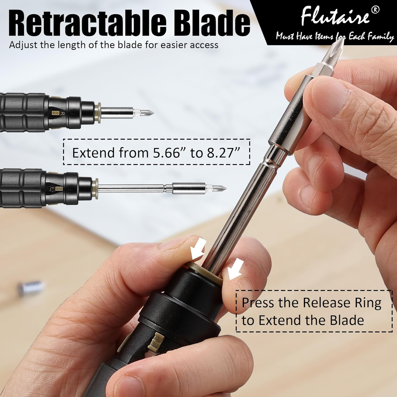 10-In-1 Multibit Ratchet Screwdriver, Multi Ratcheting Screwdriver Set with Phillips/Slotted/Torx/Hex Bits and 1/4-Inch Nut Driver, All in One Screw Driver Tool with Belt Pouch image number 1