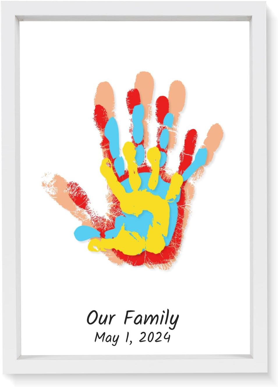 Family Handprint Kit, DIY Baby Hand and Footprint Keepsake - New Parent Gifts Ideas with Baby-Safe Paint and 4 Sheets image number 1
