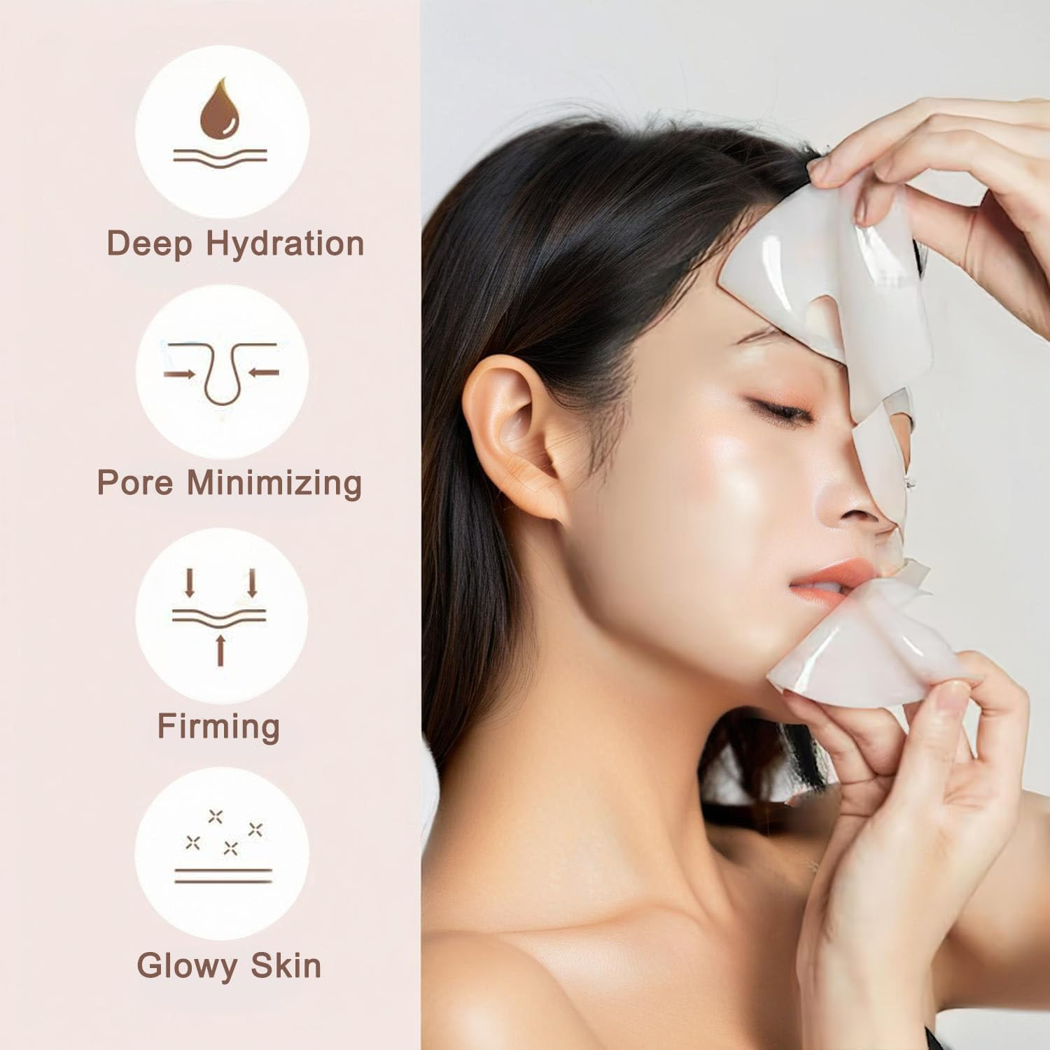 Deep Collagen Wrinkle Lifting Mask - 6 Pack Facial Masks for Overnight Hydration & Skin Firming - Pure Collagen Films for Radiant Elasticity image number 4
