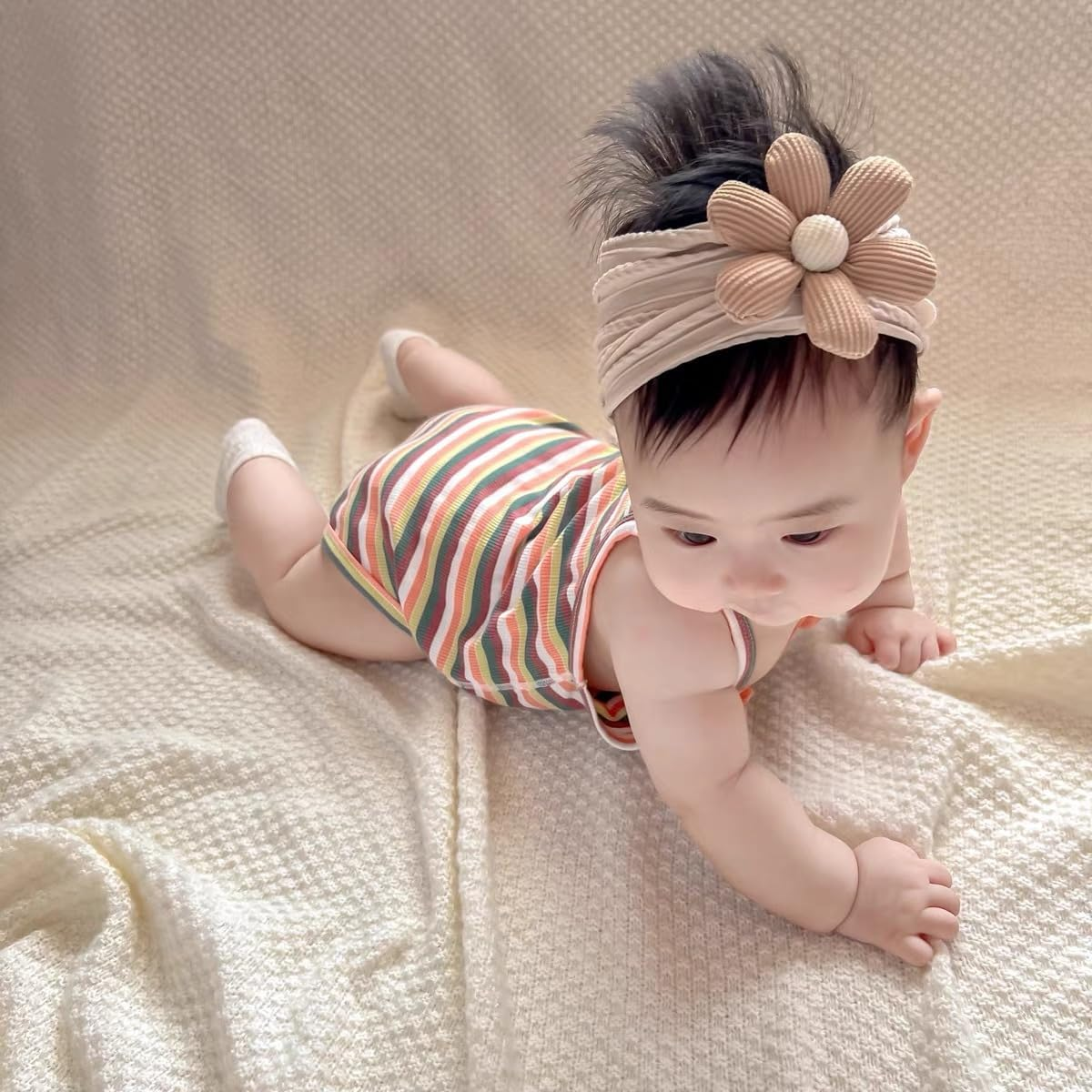 Baby Girl Headbands Bows Turban Knotted Nylon Newborn Headbands, 3Pcs Soft Elastic Baby Knotted Headbands, Baby Bows Knotted Nylon Newborn Head Bands,Baby Turban Headband Head Wrap Knotted Hair Band image number 3