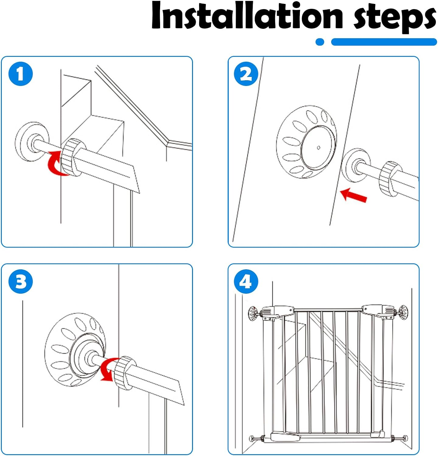 4Pcs Spindle Rods Gate Threaded Spindle Rods Anti-Slip Gates Accessory Screw Bolts Kit with Wall Fixer for Pressure Mounted and Pet Gates (4) image number 2