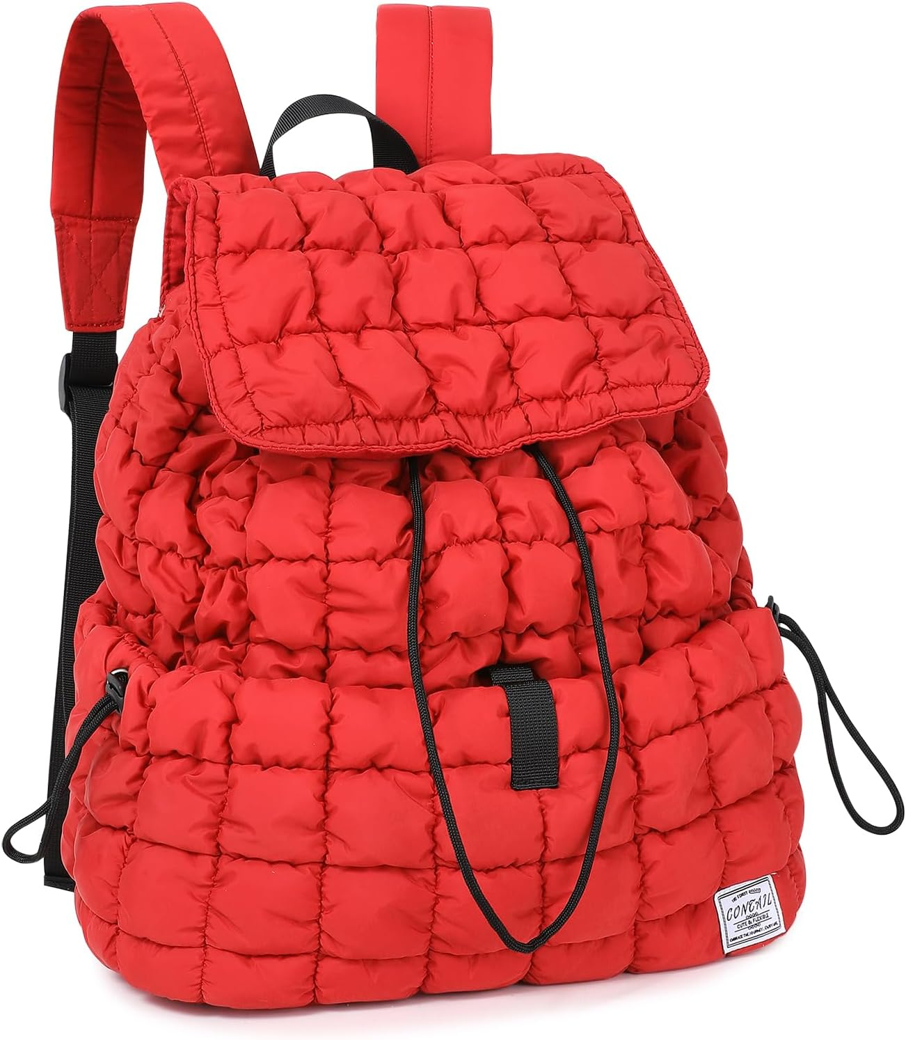 CONTAIL 18L 14 Inch Quilted Puffer Backpack,Top Flap Drawstring Backpack - Grey image number 2