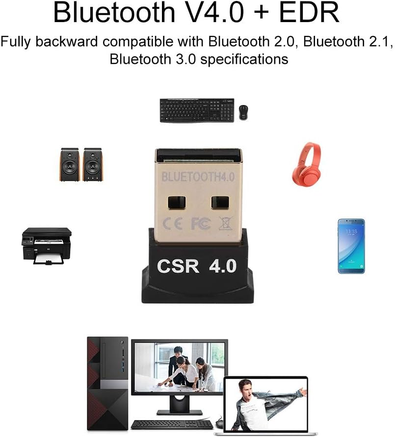 Ejoyous CSR8510 Chip Bluetooth 4.0 Adapter (BTD-401) USB2.0 Port, Compatible with Win/Mac (10.2-10.84) Works with Headphones/Keyboards/Printers Supports 8-Device (No Driver CD) image number 4