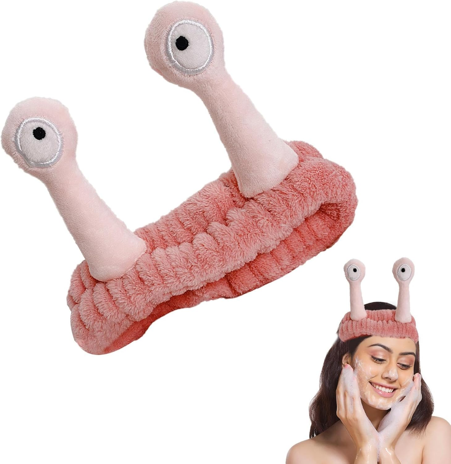 Snail Eye Headband - Ultra Absorbent Skincare Head Bands, Face Wash Headbands | Flannel Cephalopod View Headband, Makeup Shower Facial Skincare Headband Spa Hair Bands for Women Girls