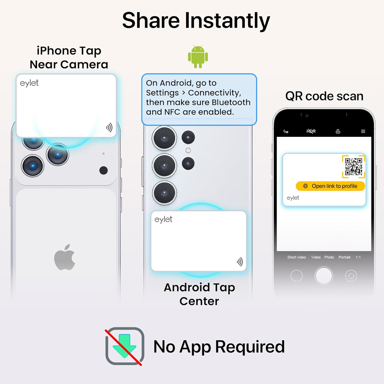 5 Black Digital Business Card Pack - NO SUBS | NFC Enabled Digital Business Cards from EYLET. image number 2