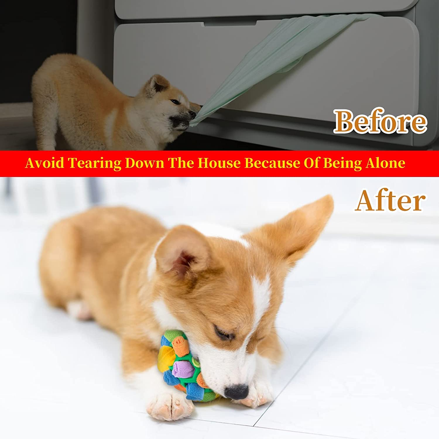 Interactive Dog Puzzle Toys,(Upgraded Version) Portable Pet Snuffle Ball Toy,Encourage Natural Foraging Skills,Slow Feeder Training (Ocean Blue) image number 4