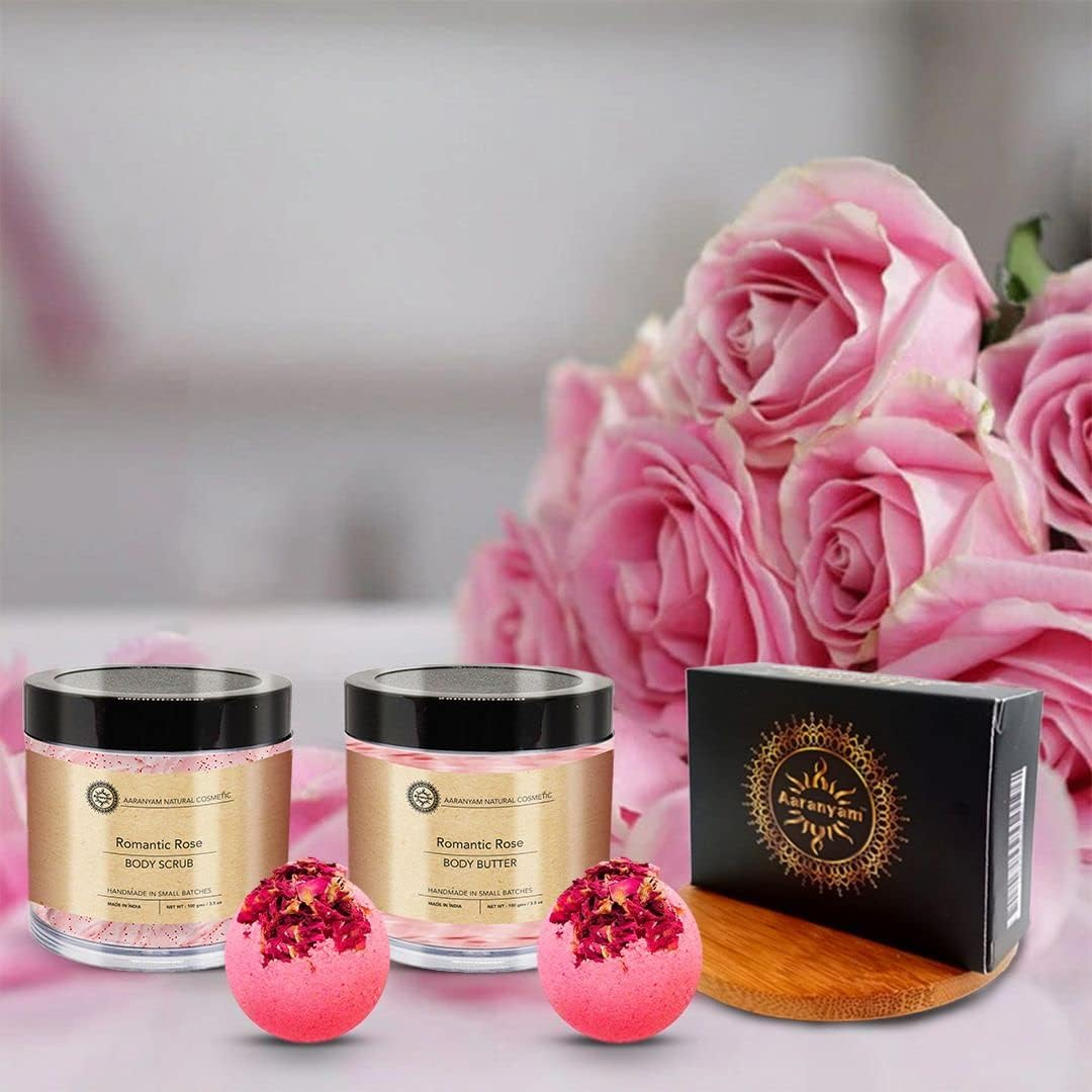 Aaranyam Romantic Rose Spa Gift Set - Handmade Bath Bombs - Luxurious Spa Hamper for Women - Great Gift Hamper for Birthday, Anniversary, Festivals, Party Return Gift - Home Spa Gift image number 6