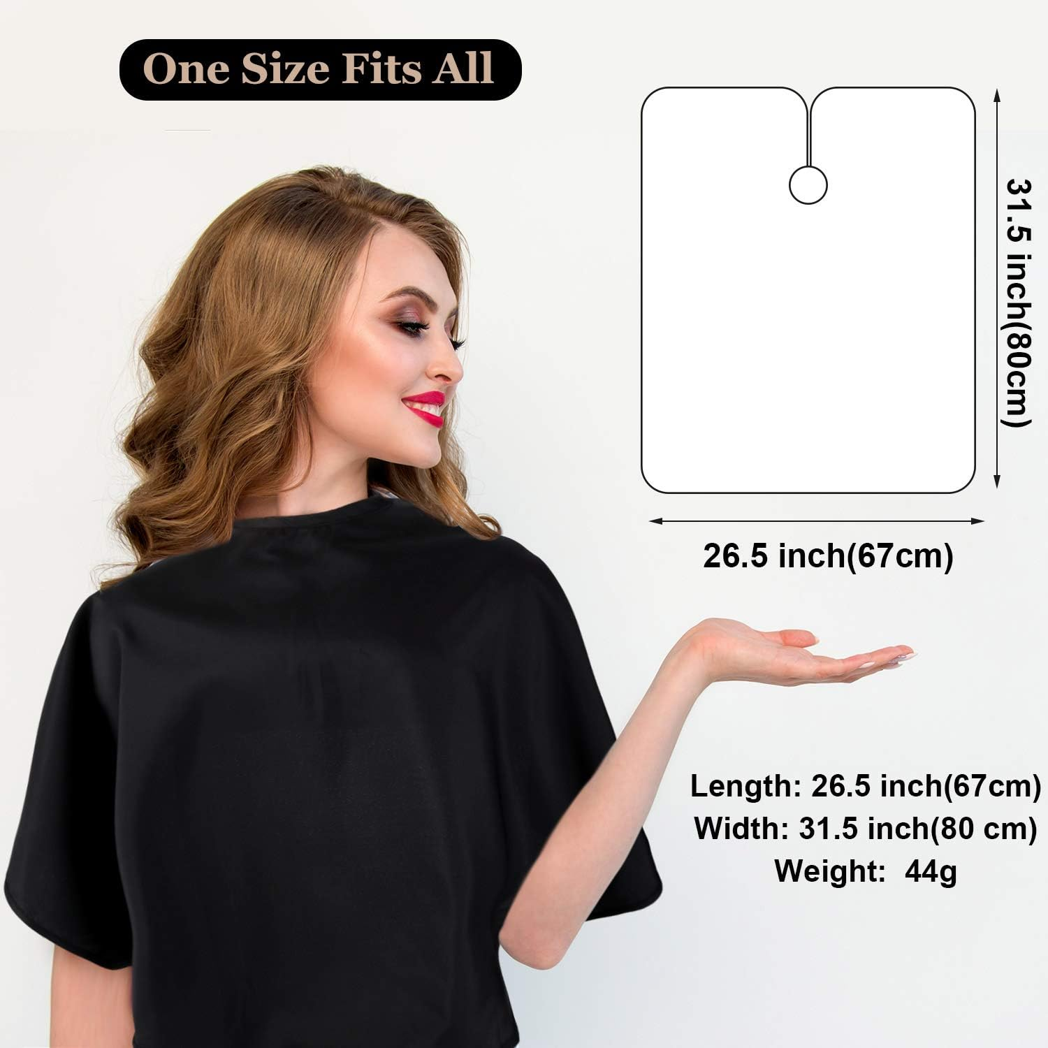 2 Pcs Makeup Cape and Bib - Waterproof Beauty Salon Barber Dye Styling Shampoo Cape for Hairdresser Artist Clients, Black image number 4