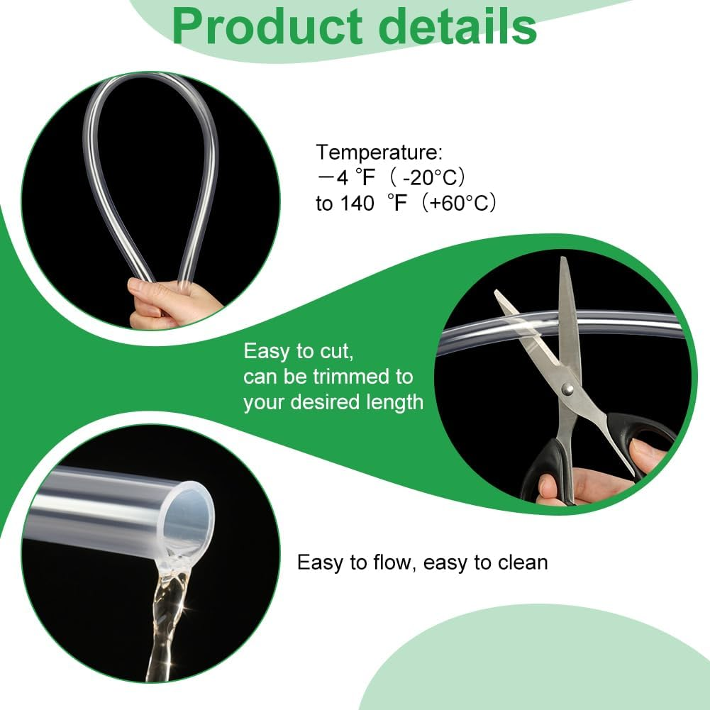 PVC Transparent Tube, 4Mm (0.15In) ID X 6Mm (0.23In) OD- 5M(16Ft) Length PVC Clear Hose, Flexible Vinyl Tubing, Food Grade Plastic Tube Pipe for Transfer Water Oil Air image number 5