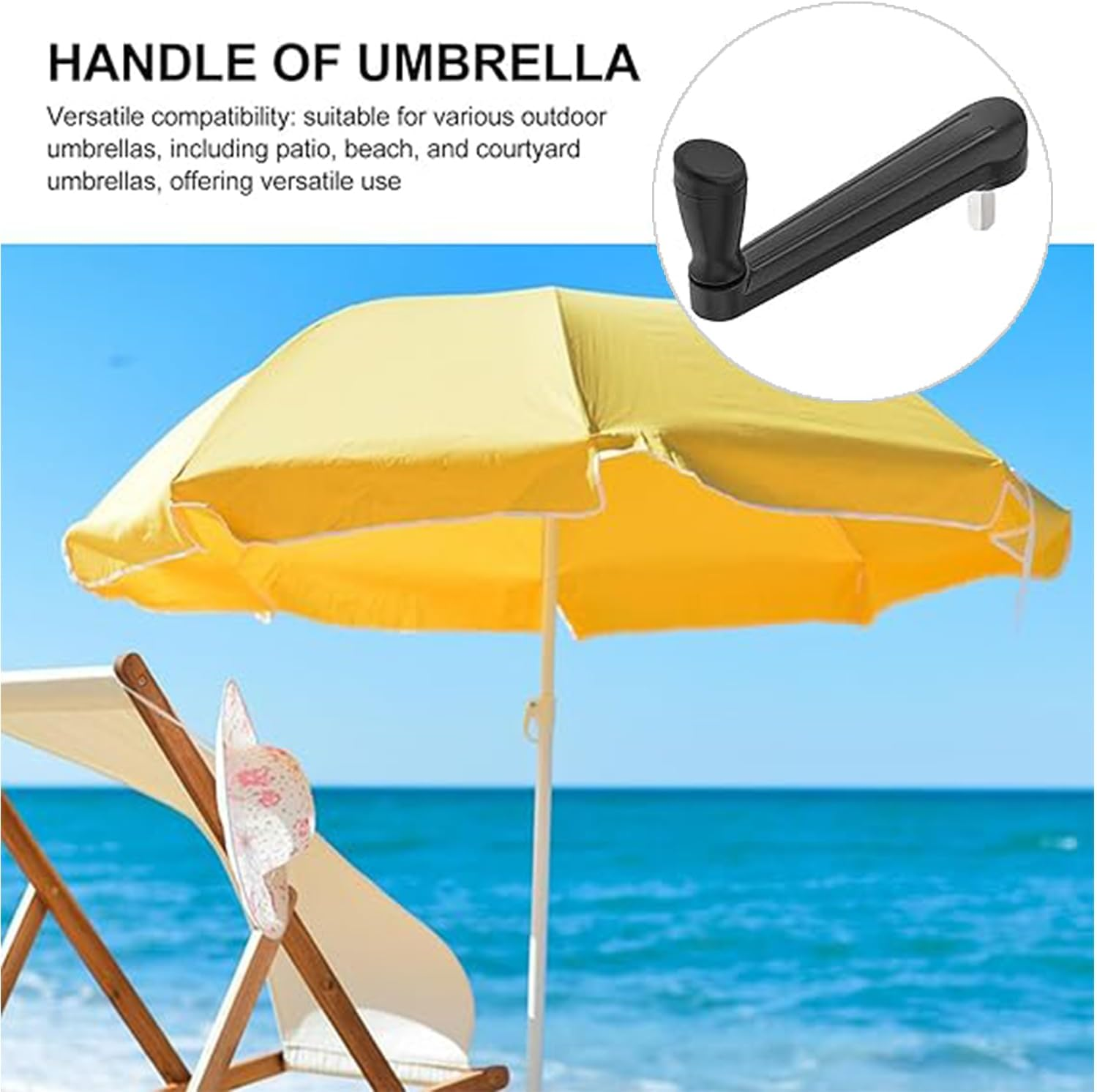 Yharnamite Patio Umbrella Crank, Umbrella Replacement Parts, Outdoor Sunshade Crank Handle, Adjustable Canopy Repair Tool for Garden & Yard image number 2