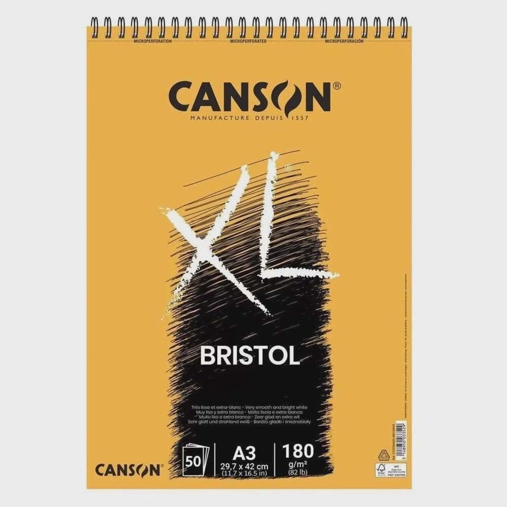CANSON XL Bristol 180Gsm A4 Paper, Very Smooth, Spiral Pad Short Side, 50 Extra White Sheets, Ideal for Professional Artists & Illustrators image number 5
