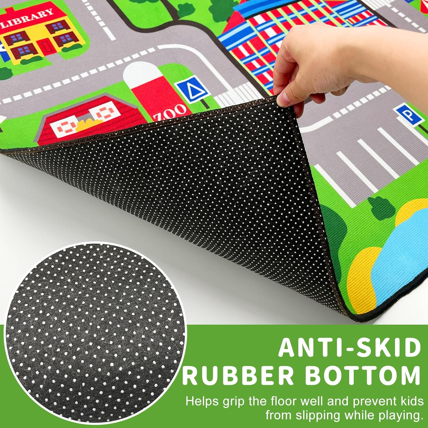 Kids Play Rug Carpet Town City Industrial Farm Road Car Mat 160X120Cm Kids Playmat Exercise Mat Learning Educational Area Rug for Children Boy Girl Kids Bedroom Playroom (Style B, 120X160Cm) image number 4