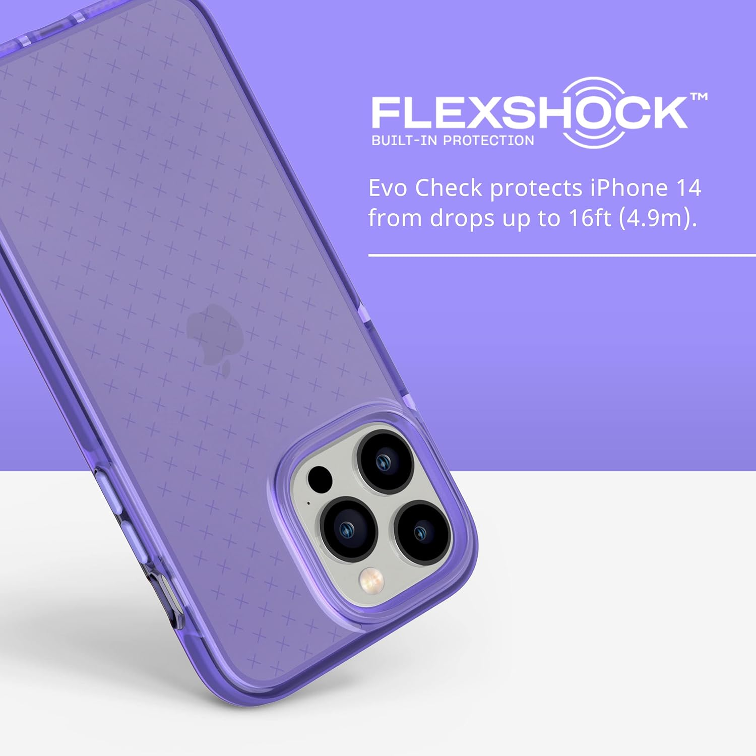 Tech21 Iphone 14 Pro Max Evo Check &ndash; Shock-Absorbing & Slim Protective Phone Case with 16Ft Flexshock Multi-Drop Protection & Extra Buttons