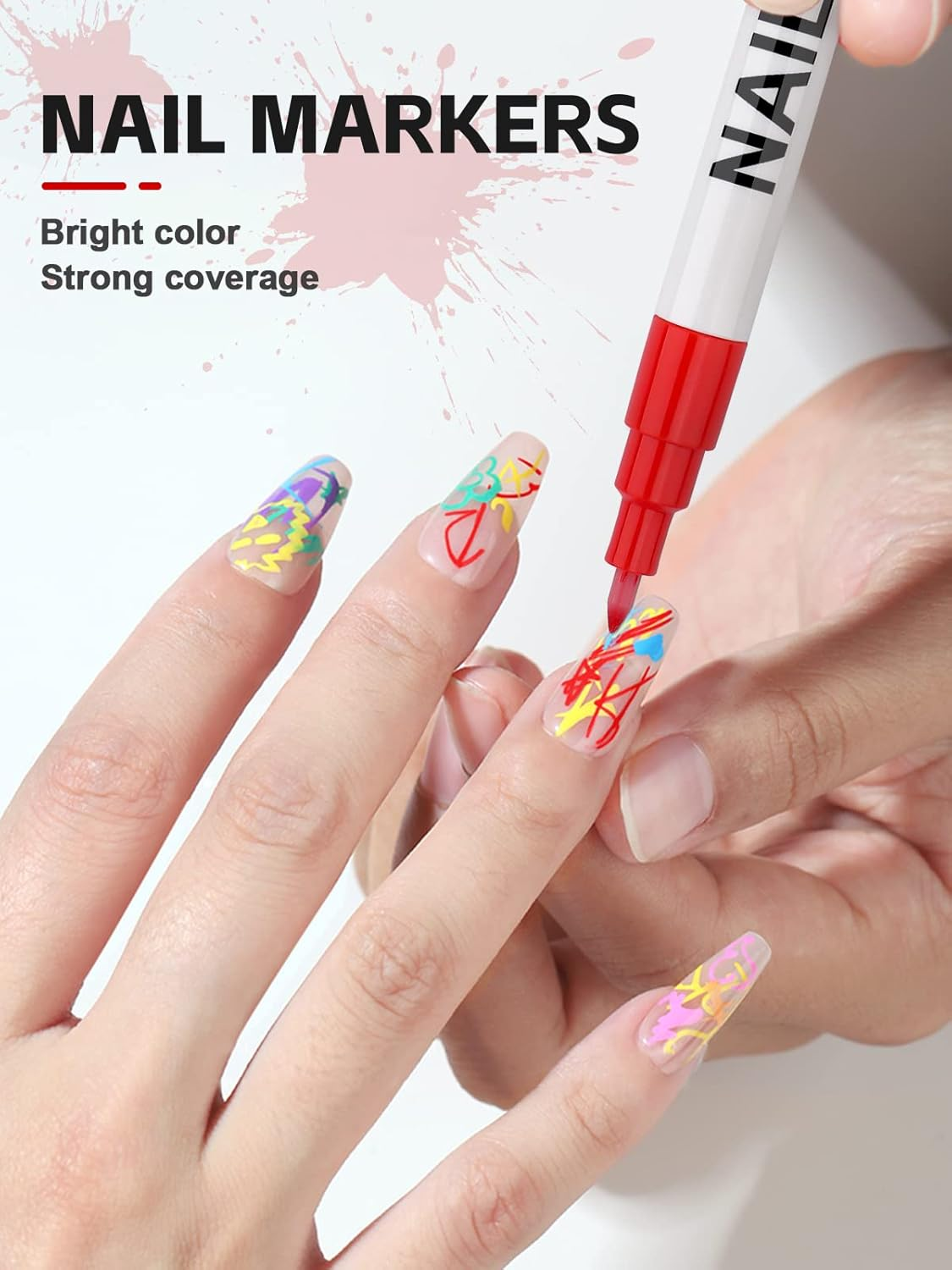 6 Color 3D Nail Art Pens Set, Kalolary Nail Point Graffiti Dotting Pen Drawing Painting Liner Brush for DIY Nail Art Beauty Adorn Manicure Tools (A) image number 3