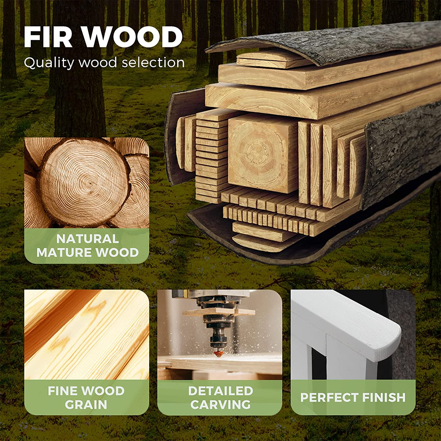 Livsip Outdoor Chair Wooden Garden Bench 2 Seat Table Loveseat Patio Furniture White - Brown image number 4