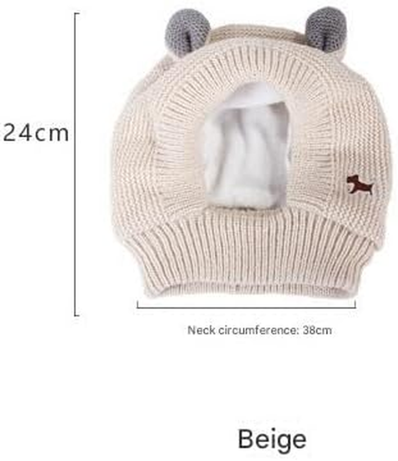 Quiet Ears for Dogs, Dog Ear Muffs Noise Protection Knitted Pet Ears Head Wrap Hats for Medium to Large Cats Pets (Beige, One Size)