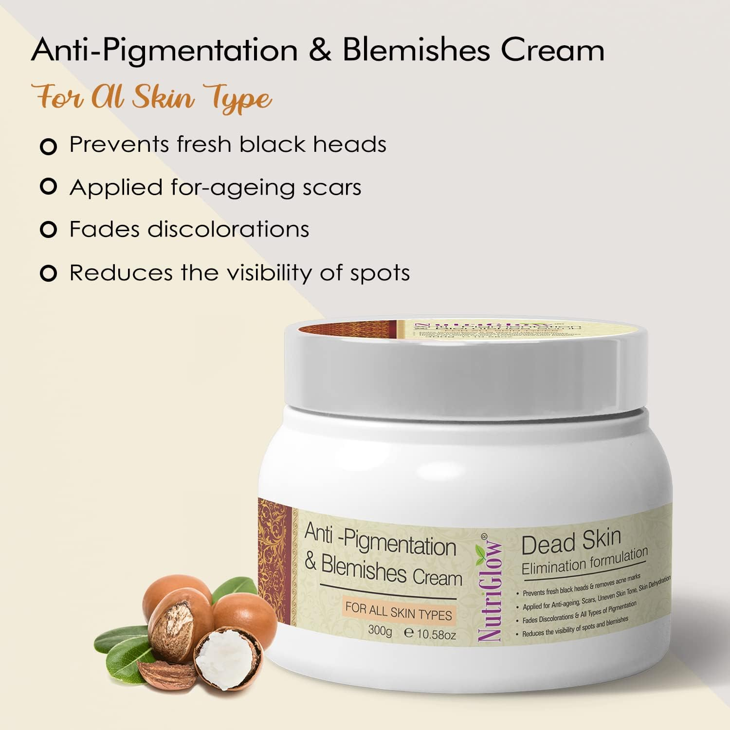 Nutriglow anti Pigmentation & Blemishes Cream with Apricot Extracts & Oatmeal (300G) image number 3