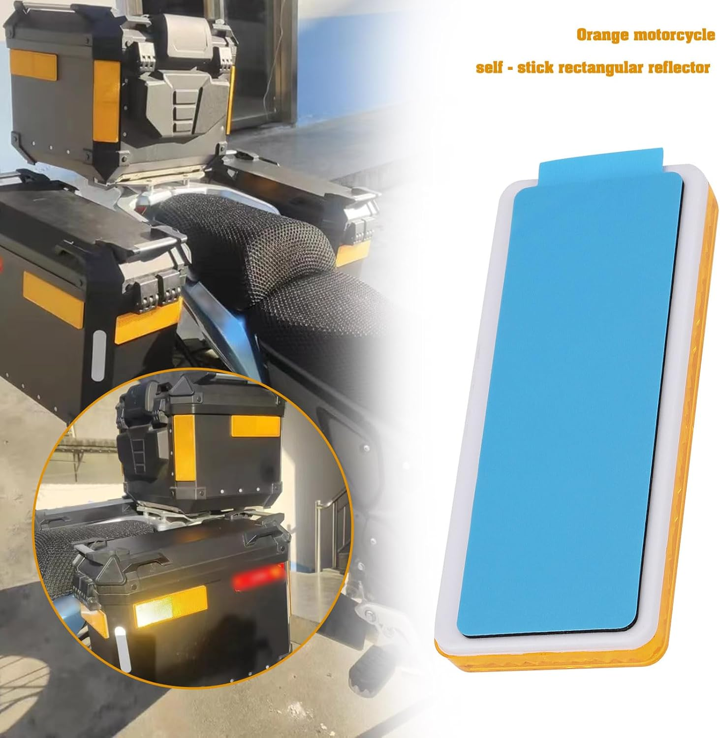 Emsea 4Pcs Rectangula Self Adhesive Reflectors 70 X 30Mm Safety Reflectors with Adhesive for Vehicle Truck Camper Cargo Orange image number 1