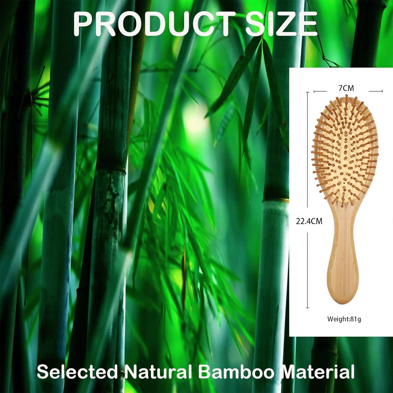 Bamboo Hair Brush for Hair Growth Kit &ndash; Natural Bamboo Bristles Wooden Paddle Brush, Scalp Massage & Detangling for Women, Men & Kids, All Hairs Types, Ergonomic Handle - Wood Color image number 7