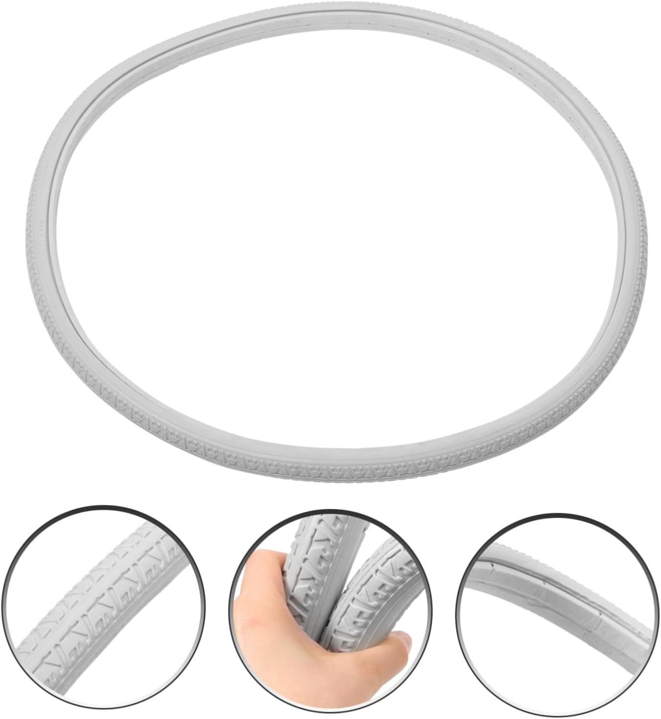 PACKOVE Elastic PU Wheelchair Tire Solid Replacement Tire for Indoor Outdoor Use Easy Installation Wheelchair Part Stylish Grey Design For image number 1