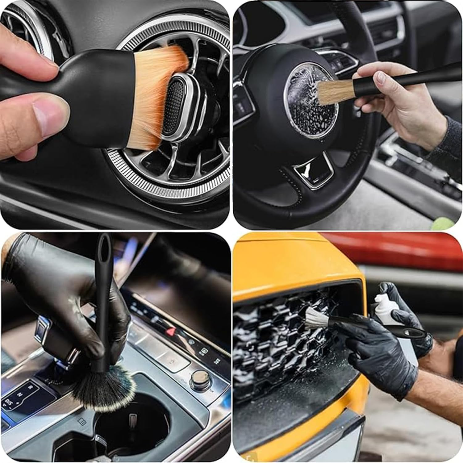 5Pcs Car Brush Set,3 Soft Premium Detail Brushes and 2 Interior Cleaning Lint Brushes,For Auto Interior Dust Brush Air Conditioner Vents, Scratch Free image number 1