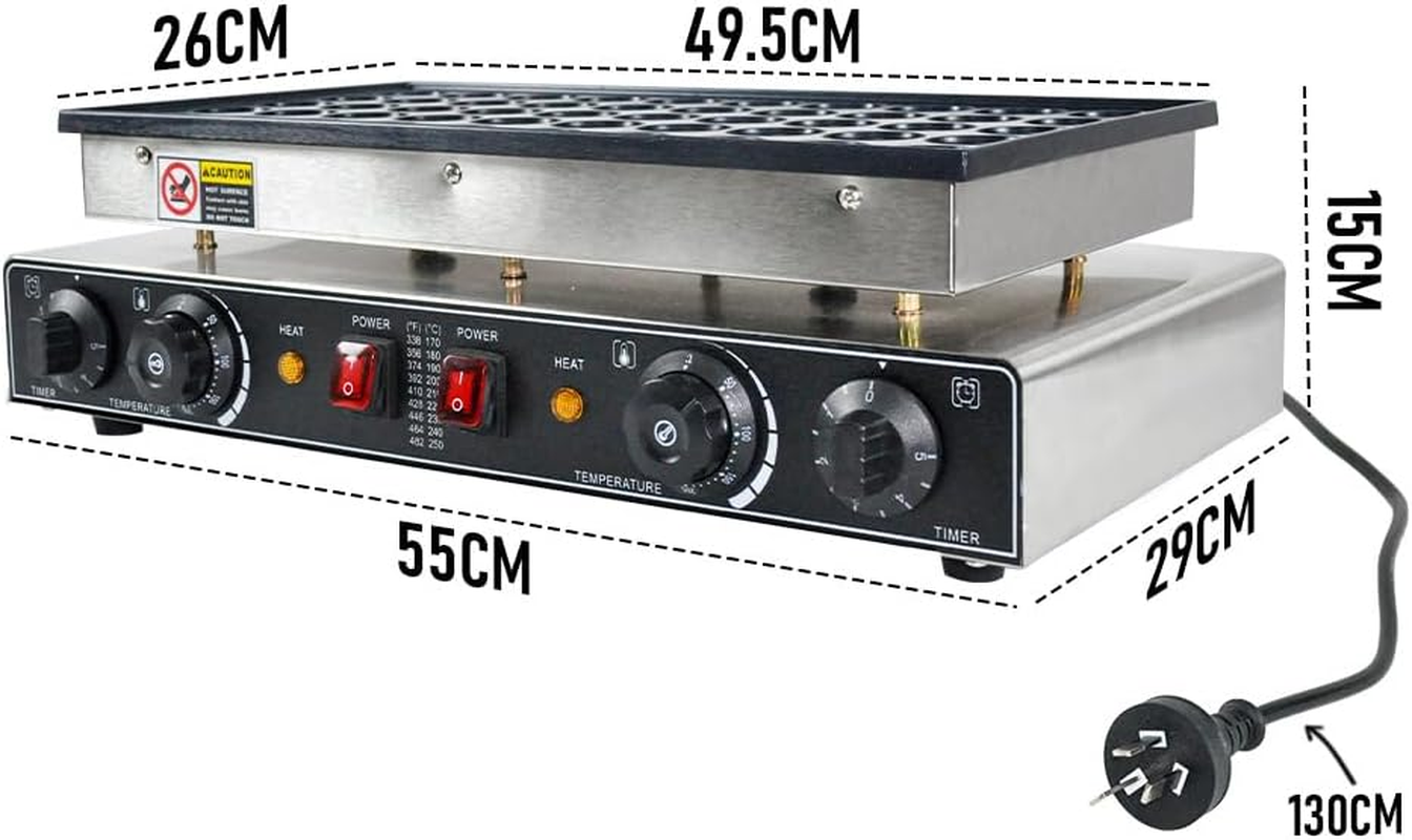 ALSTON Electric Pancake Maker Waffle Dutch Baker Machine Commercial Nonstick Pancake Maker for Making 50PCS, Teflon Poffertjes Dorayaki for Home Restaurants Cafes Bakery image number 6