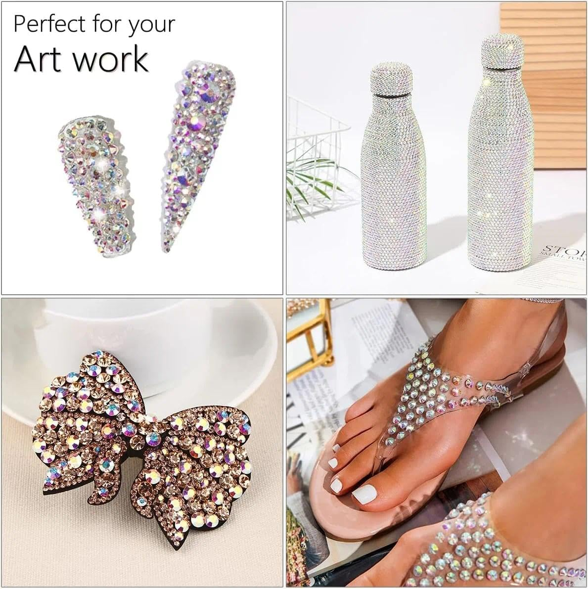 1440Pcs SS20 4.7Mm Crystal AB Nail Rhinestones Flatback Bulk Nail Art round K9 Glass Gems Beads Stones Diamonds Glitter Nail Charms Jewels for Nails Decoration Crafts Eyes Face Makeup Clothes Shoe image number 2