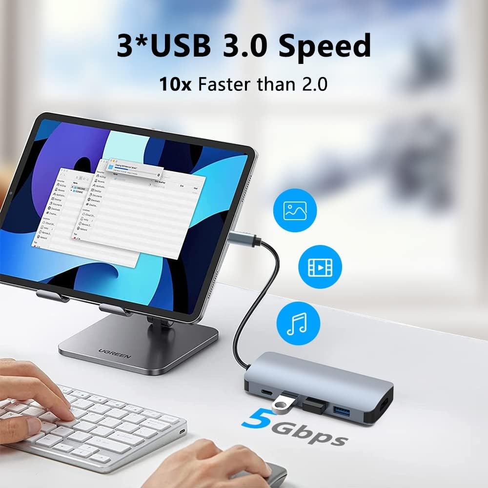 USB C to Dual HDMI Adapter, 8 in 1 USB C Docking Station USB C Adapter with 2HDMI, 3 USB 3.0, SD/TF, PD 100W, USB Adapter for Macbook Pro, XPS, Ipad Pro image number 4