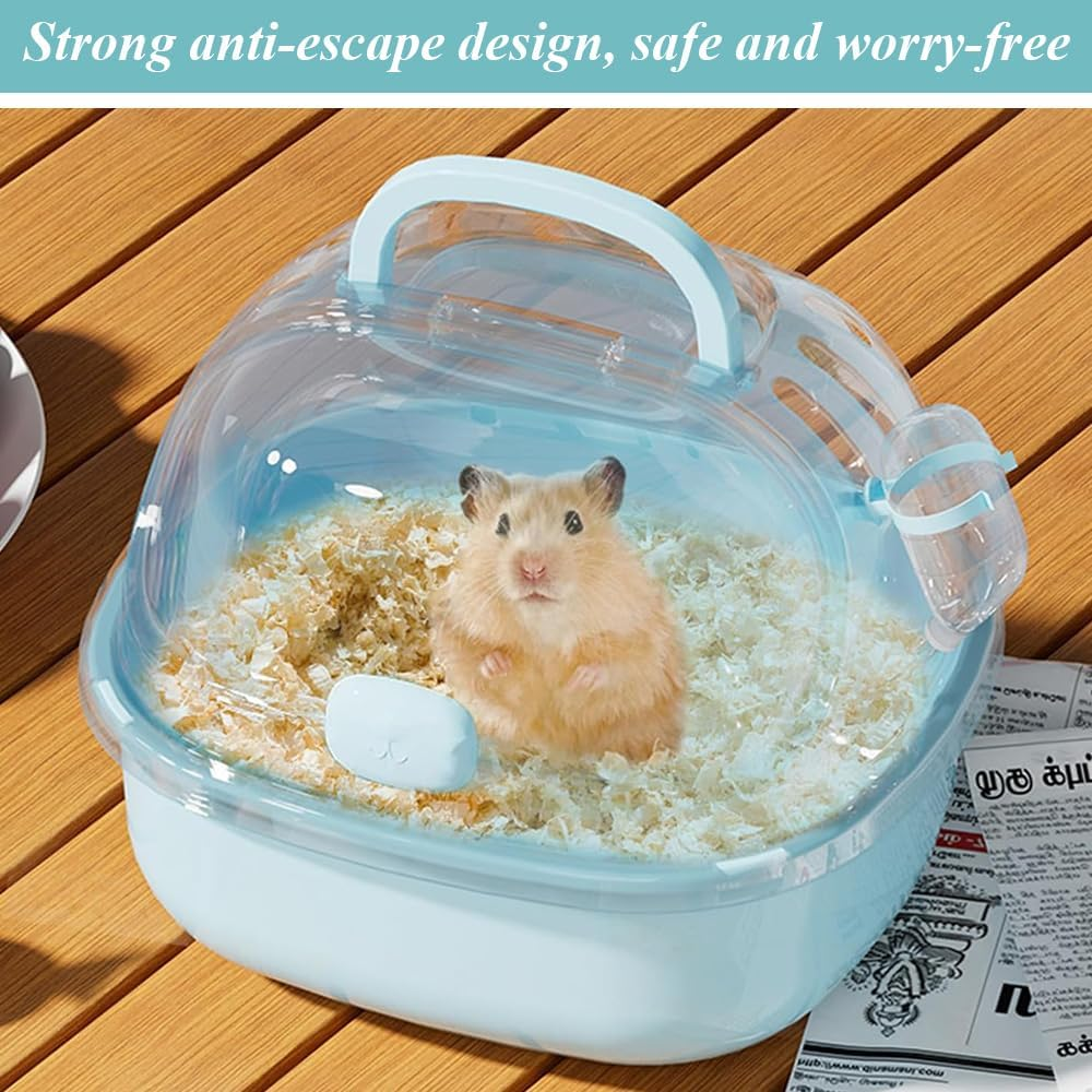 Hamster Carrier Cage,With 60Ml Water Bottle,Portable Animal Travel Carrier Carry Case,Handheld Plastic Cage,Pet Supplies,For Gerbils,Hamster,Small Pets image number 3