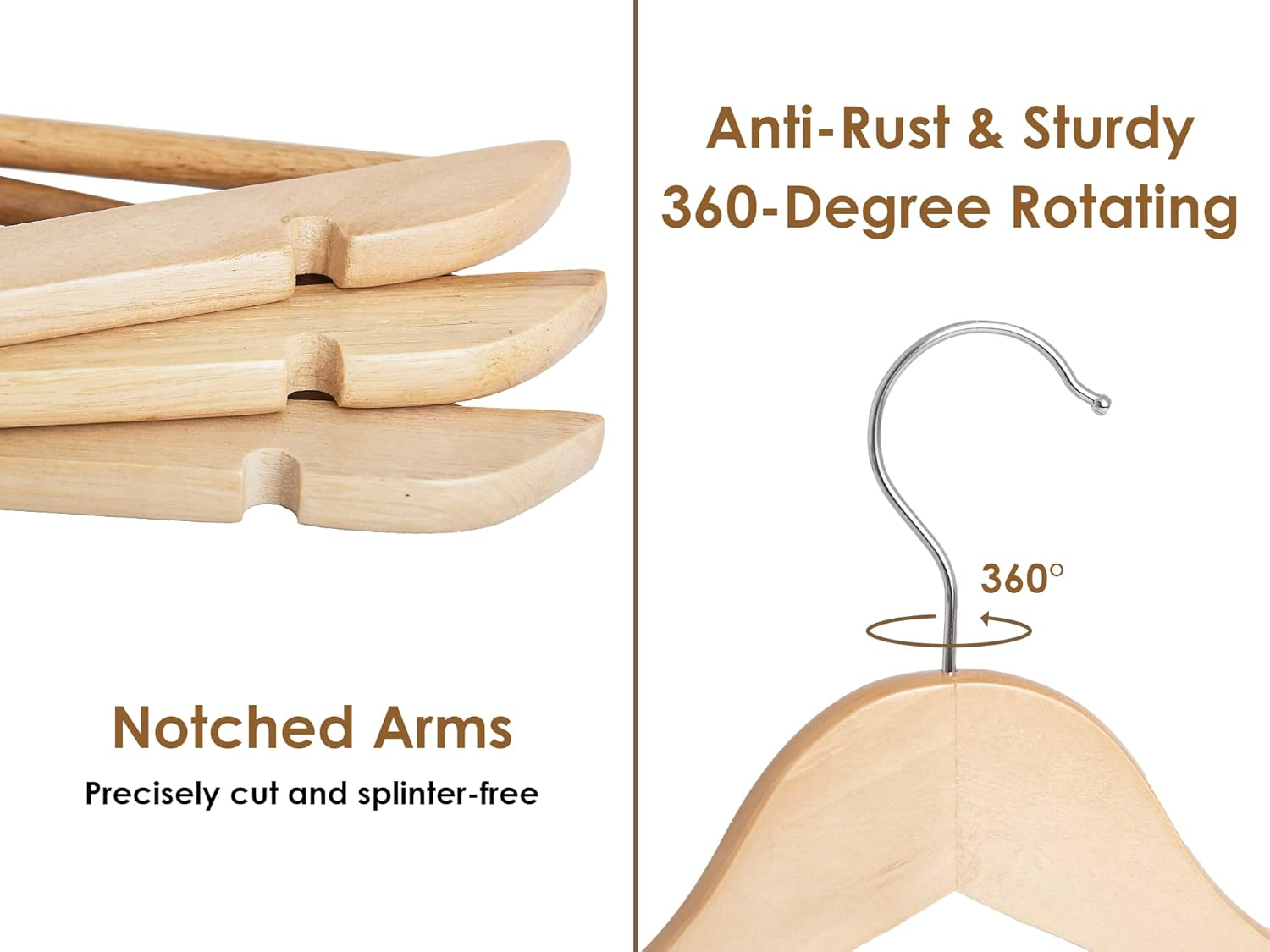 Storageworks Wooden Hangers 20 Pack, Wood Coat Hanger for Coats, Shirts, Jackets, Pants, Suits, Natural Wood Color image number 7