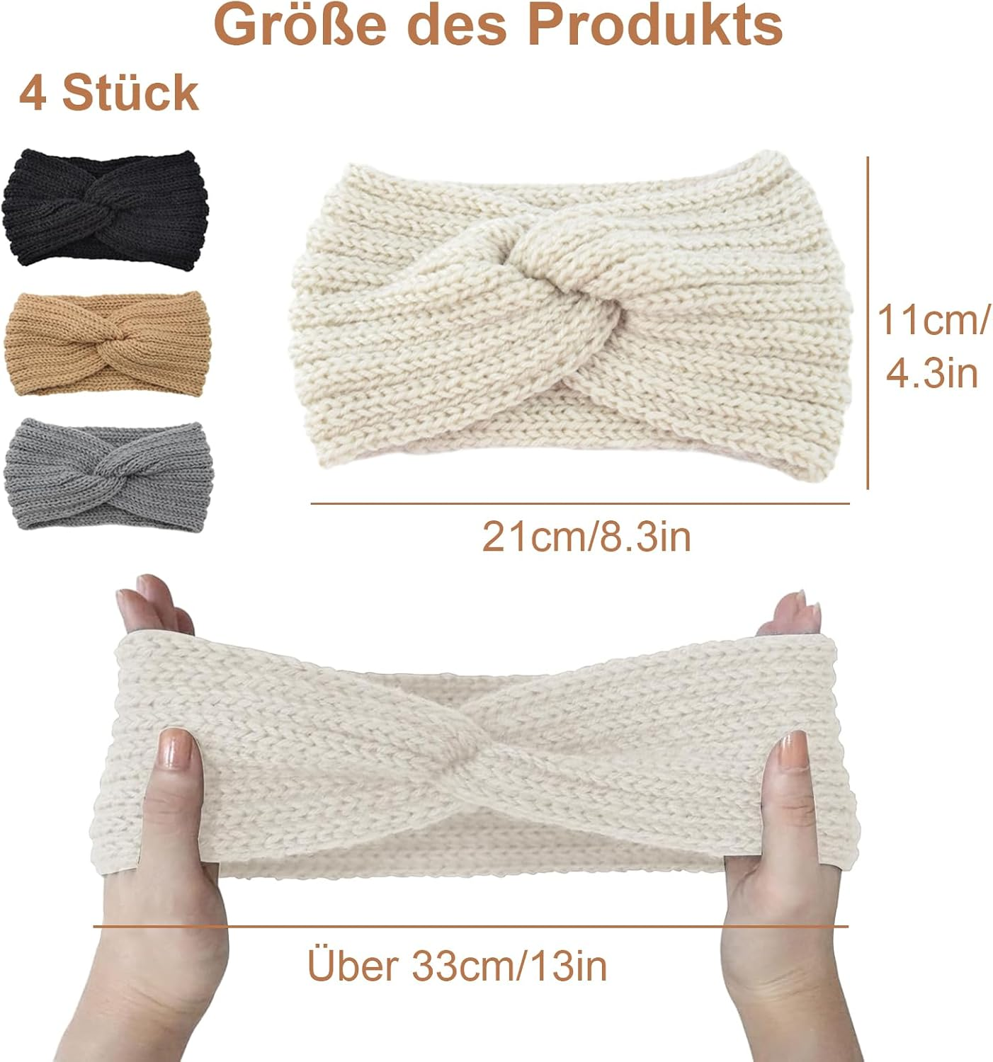 Cfcyhla Pack of 4 Women'S Winter Knitted Headband Women Girls Women Hair Bands Wide Ear Warmers Crochet Elastic Hair Accessories for Outdoor Sports, Skiing, Running