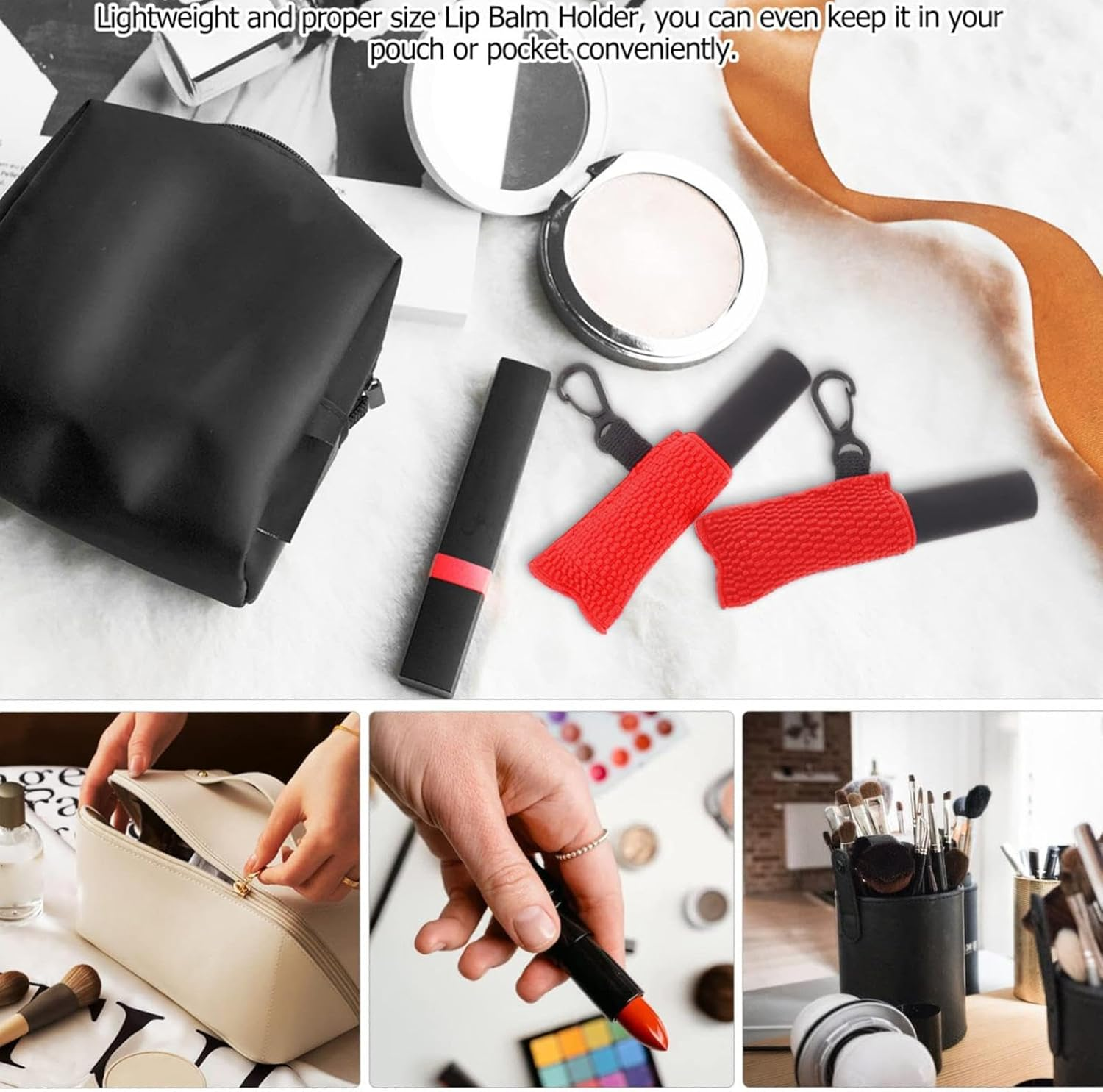 Lipstick Holder Keychain | Lip Glaze Pouch Keyring for Women,Lipstick Holder Keyring Lip Balm Holder Keyring for Home, Traveling or Outdoors