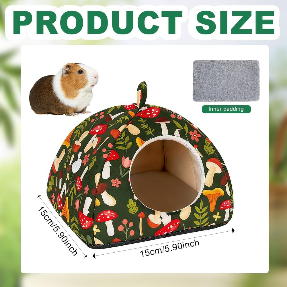 Guinea Pig Bed with Removable Pad Washable Semi-Enclosed Winter Warm Hamster House Sleeping Bed Cave Shelter Small Animal Hideaway for Dwarf Rabbits Chinchillas Hedgehogs Ferrets Rats (5.91X5.91In) image number 6
