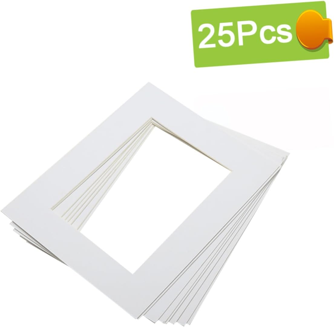 NUOBESTY White Picture Mats 25Pcs 10 White Picture Frames White Core Picture Mats A3 Customized Paper Jam Photo Matting Mats image number 1