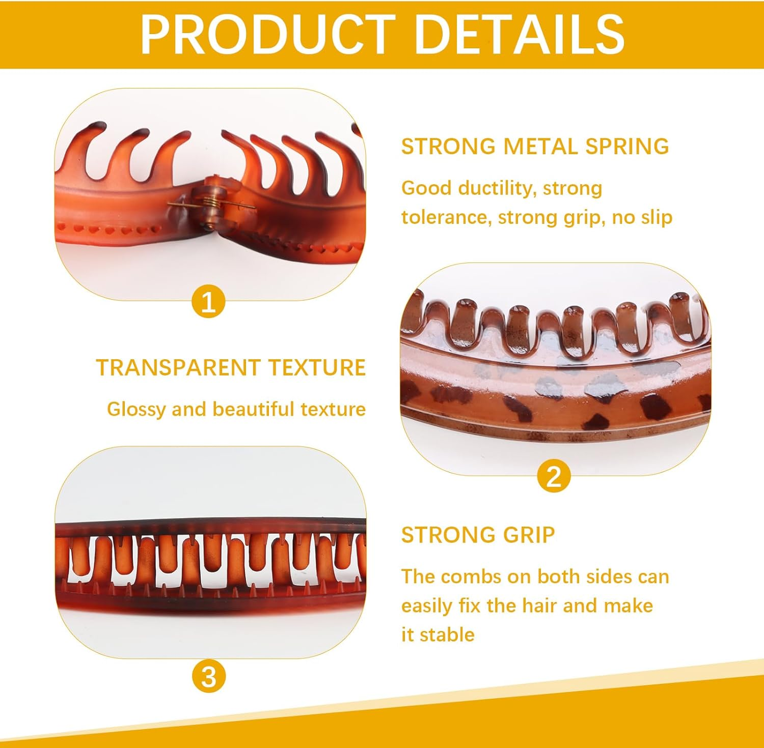 Pack of 4 Large Banana Hair Clips Vintage Ponytail Hair Clip Non-Slip Leopard Hair Clips for Women Girls Thick Medium Hair 4 Colours Hair Clips Women'S Large image number 5