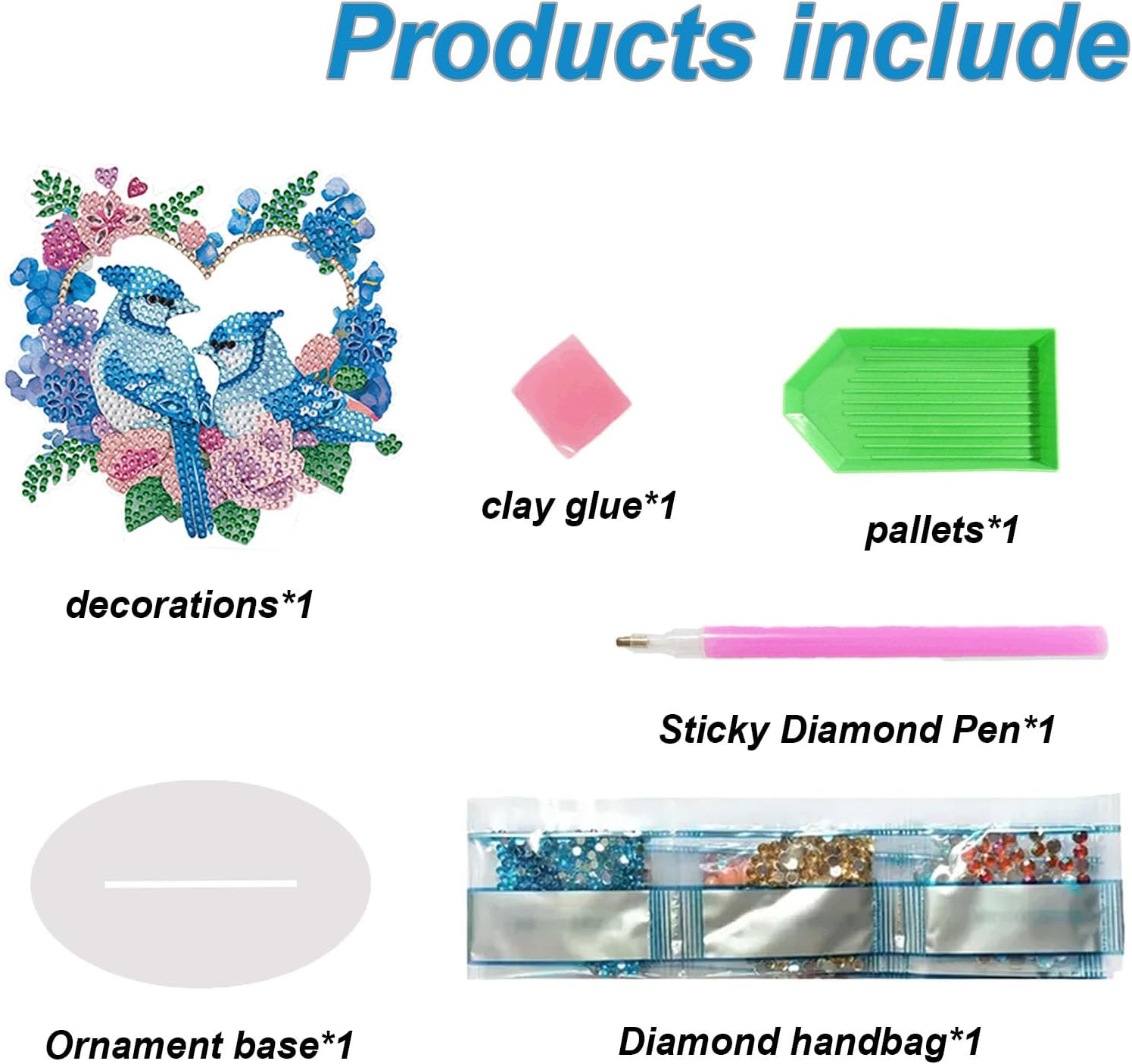 VNRGG Desktop Diamond Art Painting Set Bird, Diamond Art Kits for Adults Adult Diamond Art Set DIY Special Diamond Desktop Placement Decoration Boxed Packag (Blue) - Multicolor image number 7