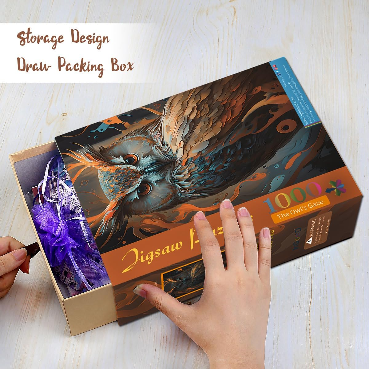 Ingooood Jigsaw Puzzle 1000 Pieces-Sneak Peek Series - the Owl'S Gaze - Entertainment Toys for Adult Special Graduation or Birthday Gift Home Decor image number 2