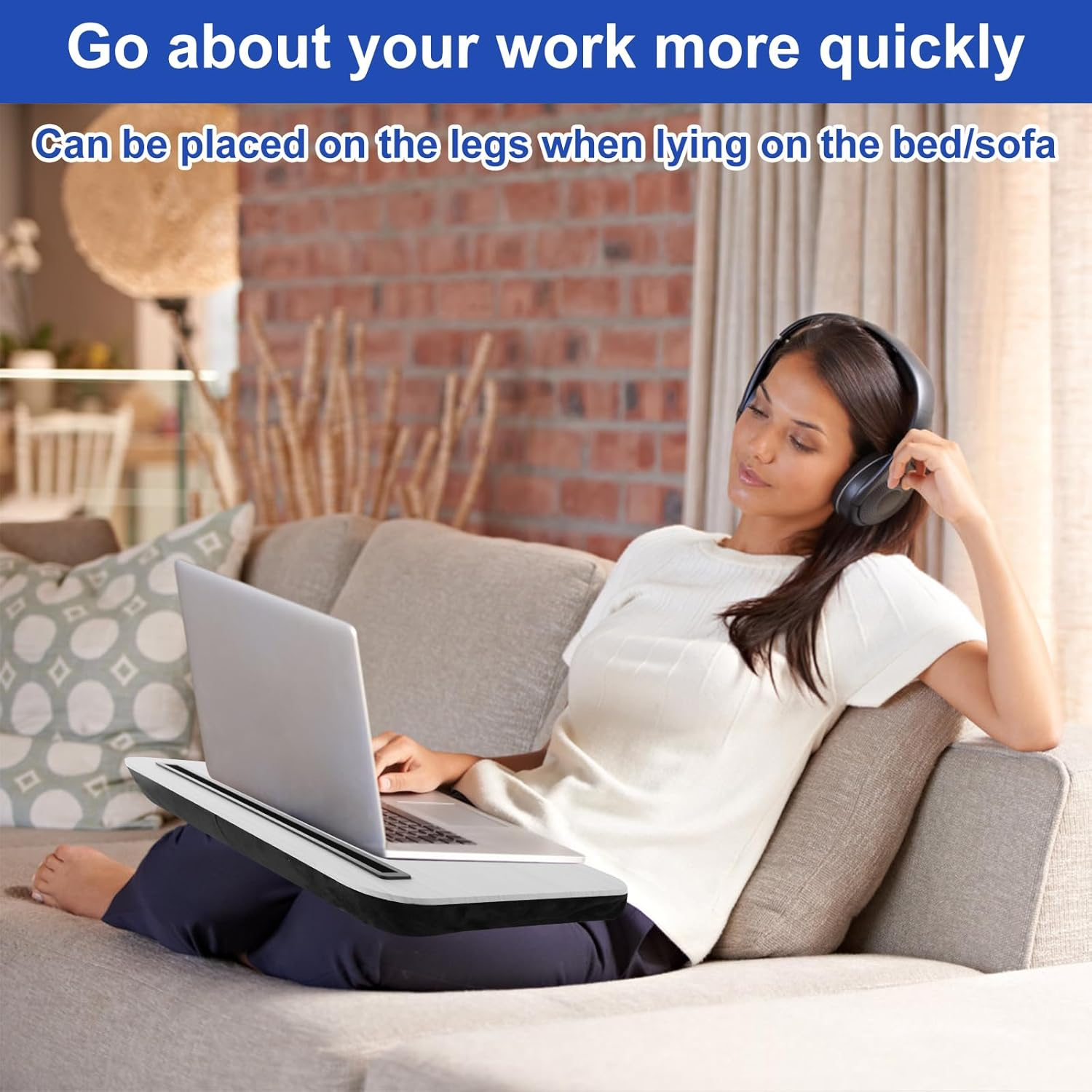 Laptop Desk Tray,Lap Tray,Lap Work Station Tray,Lap Desk Table,Portable Lap Desk,Lightweight Lap Laptop Desk,Stable Laptop Lap Stand for Home Office Travelling image number 4