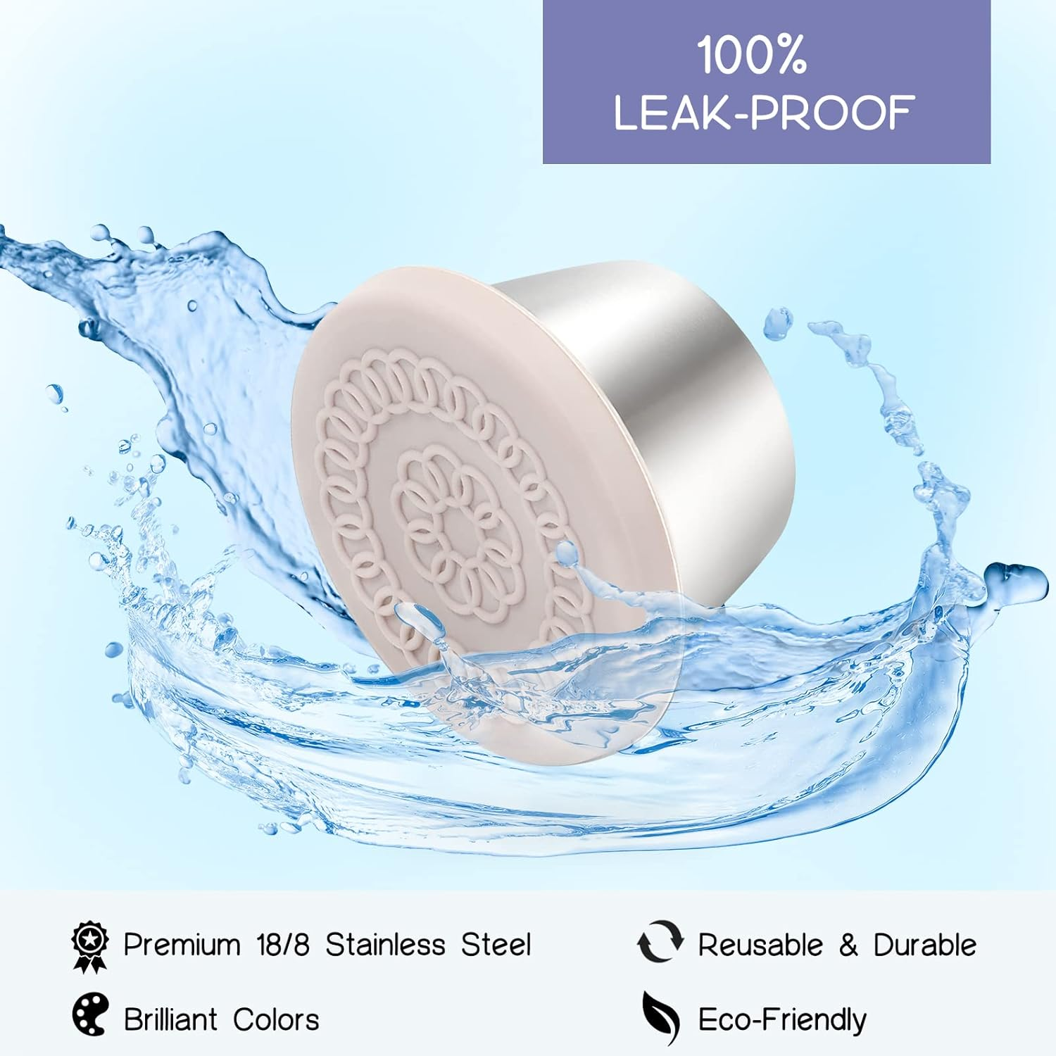 [8 Pack] Salad Dressing Container to Go, 2.4Oz Small Condiment Containers with Leakproof Silicone Lids, Reusable Stainless Steel Sauce Cups for Lunch Bento Box, Picnic and Travel image number 2