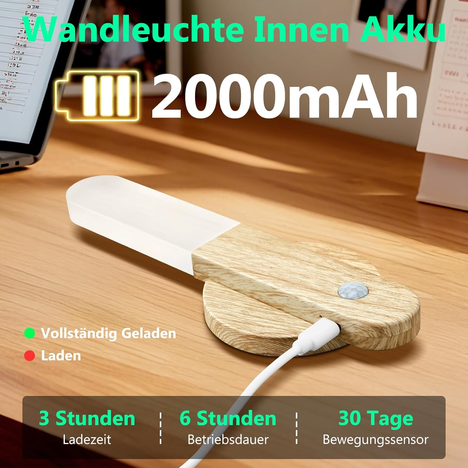 Toowell Wall Light without Power Connection Battery Wall Light with Motion Sensor Battery Wall Lamp Indoor Night Light with Motion Sensor image number 6