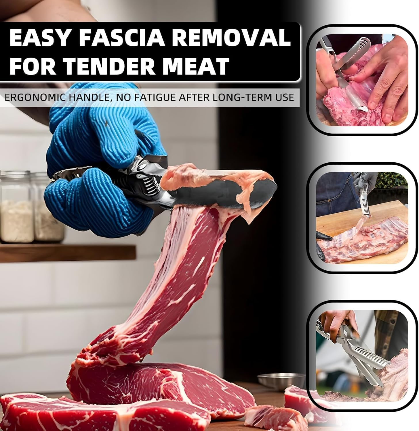 Leanockesa Rib Membrane Remover Stainless Steel Tool,Ergonomic Design for Easy Membrane Removal, Rib Prep Tool Membrane Remover,Bbq Accessories image number 1